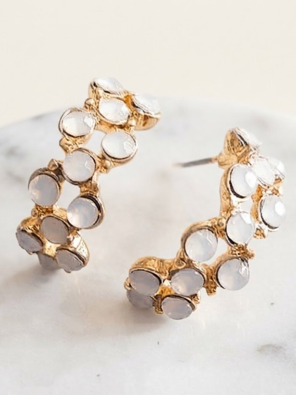 White Hoop Earrings